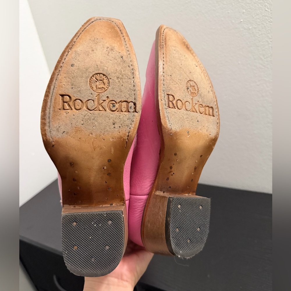 Rock’em Pink Western Cowboy Boots 100% Genuine Leather Made in Mexico - Picture 5 of 8